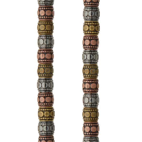 12 Pack: Carved Metal Tube Beads, 7mm by Bead Landing™